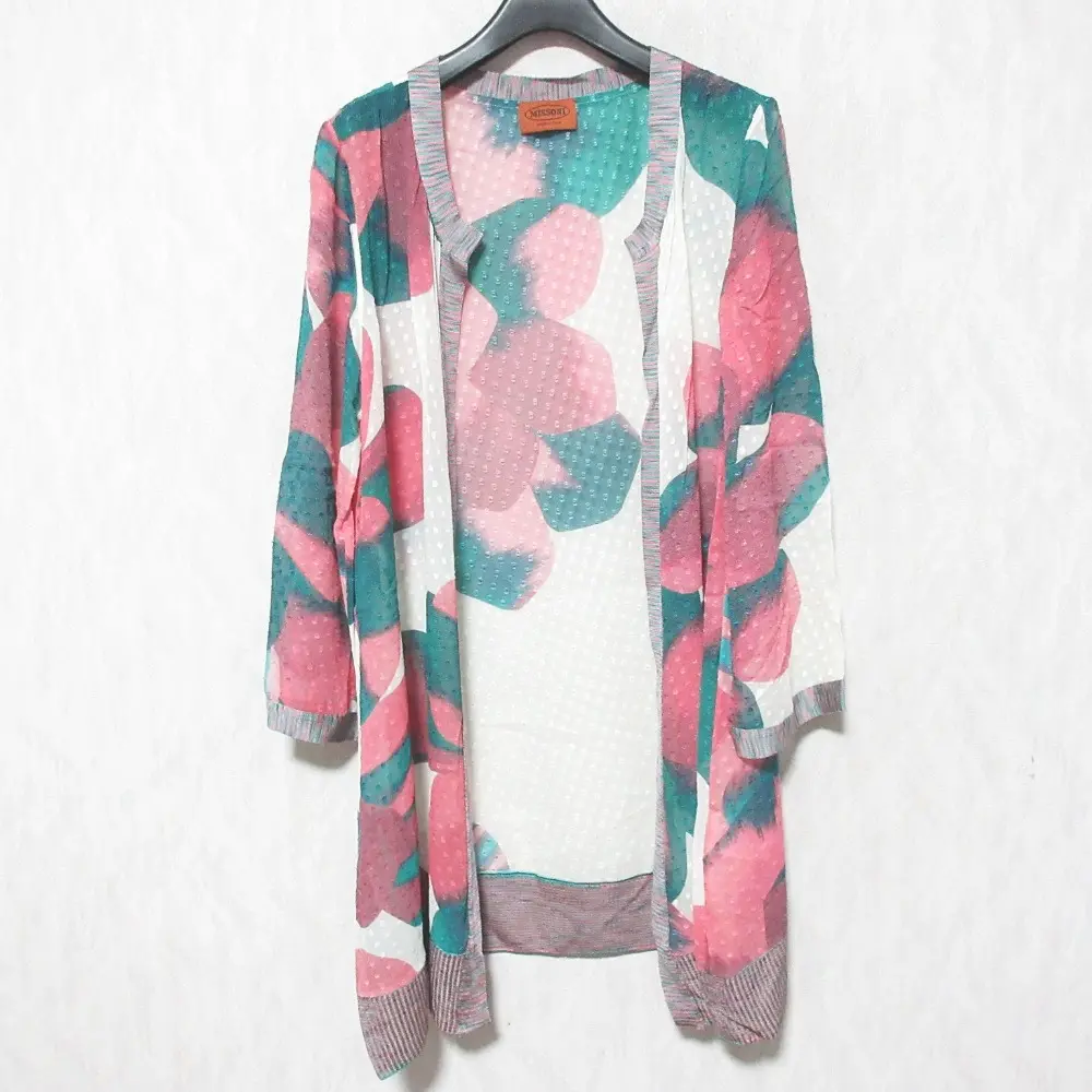 MISSONI ミッソーニ フラワープリント シルクドットジャガード カーディガン サイズ38 マルチカラー