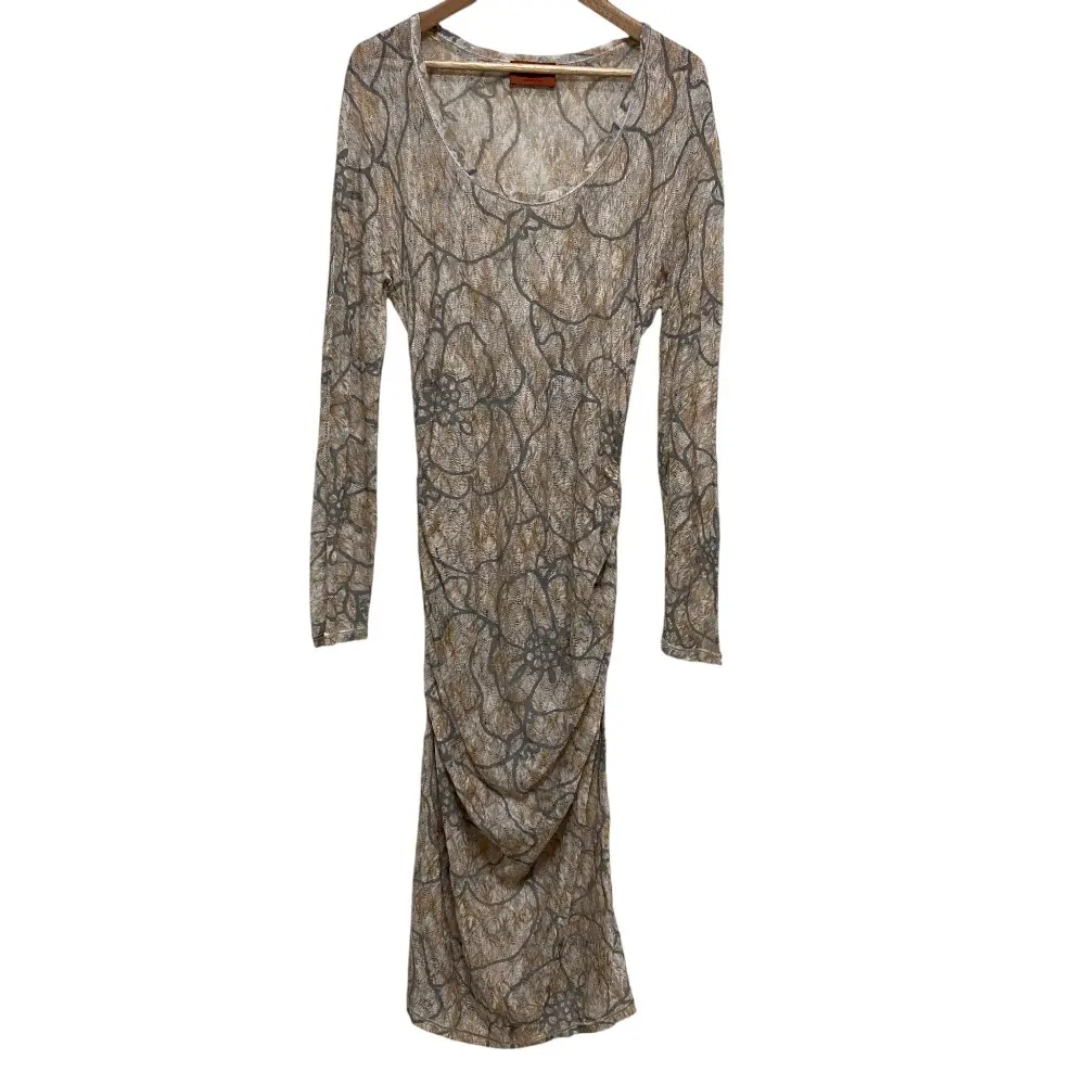 Missoni ミッソーニ フラワープリント シアー ニットワンピース ライトベージュ