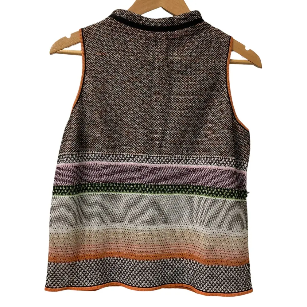 MISSONI ミッソーニ リネンブレンド ノースリーブニットカットソー サイズ42 ブラック×マルチカラー