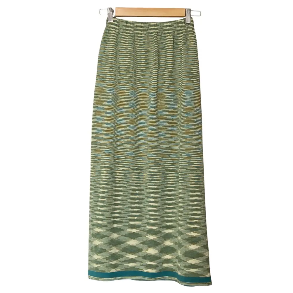MISSONI ミッソーニ ボーダー ニット ロングスカート サイズ44 グリーン