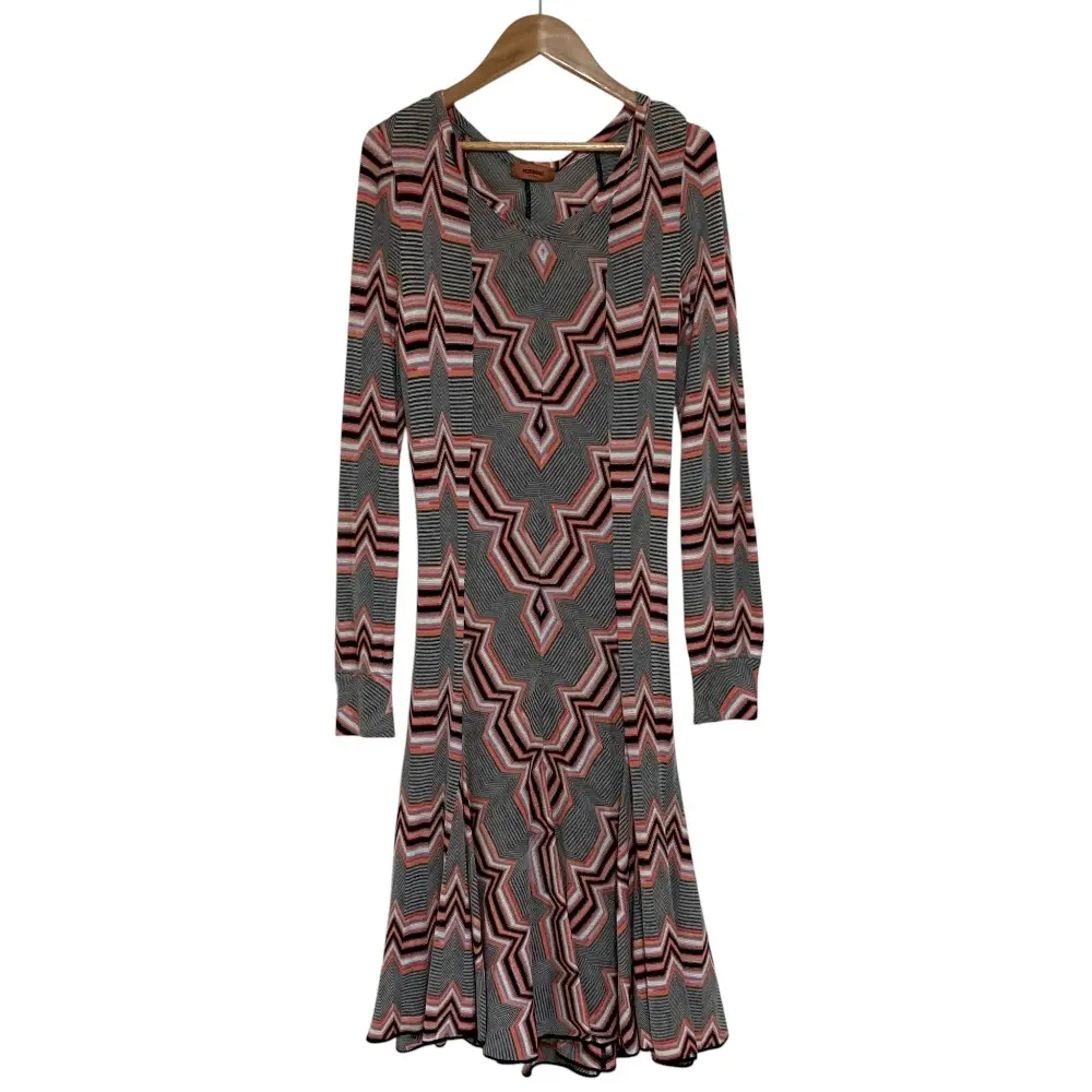 Missoni ミッソーニ ジオメトリック ニットドレス ワンピース サイズ40 ピンク グレー