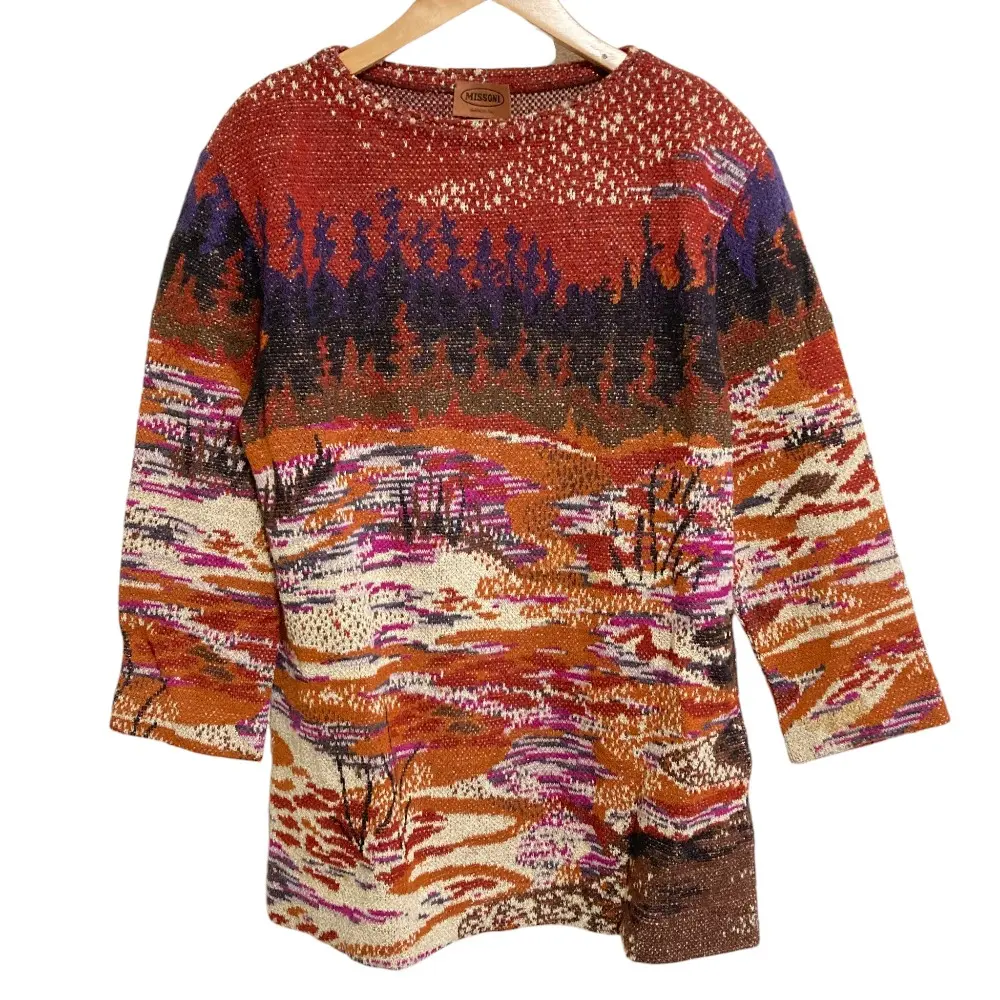 MISSONI ミッソーニ ランドスケープ ジャガード ニットチュニック セーター サイズM ブラウン系