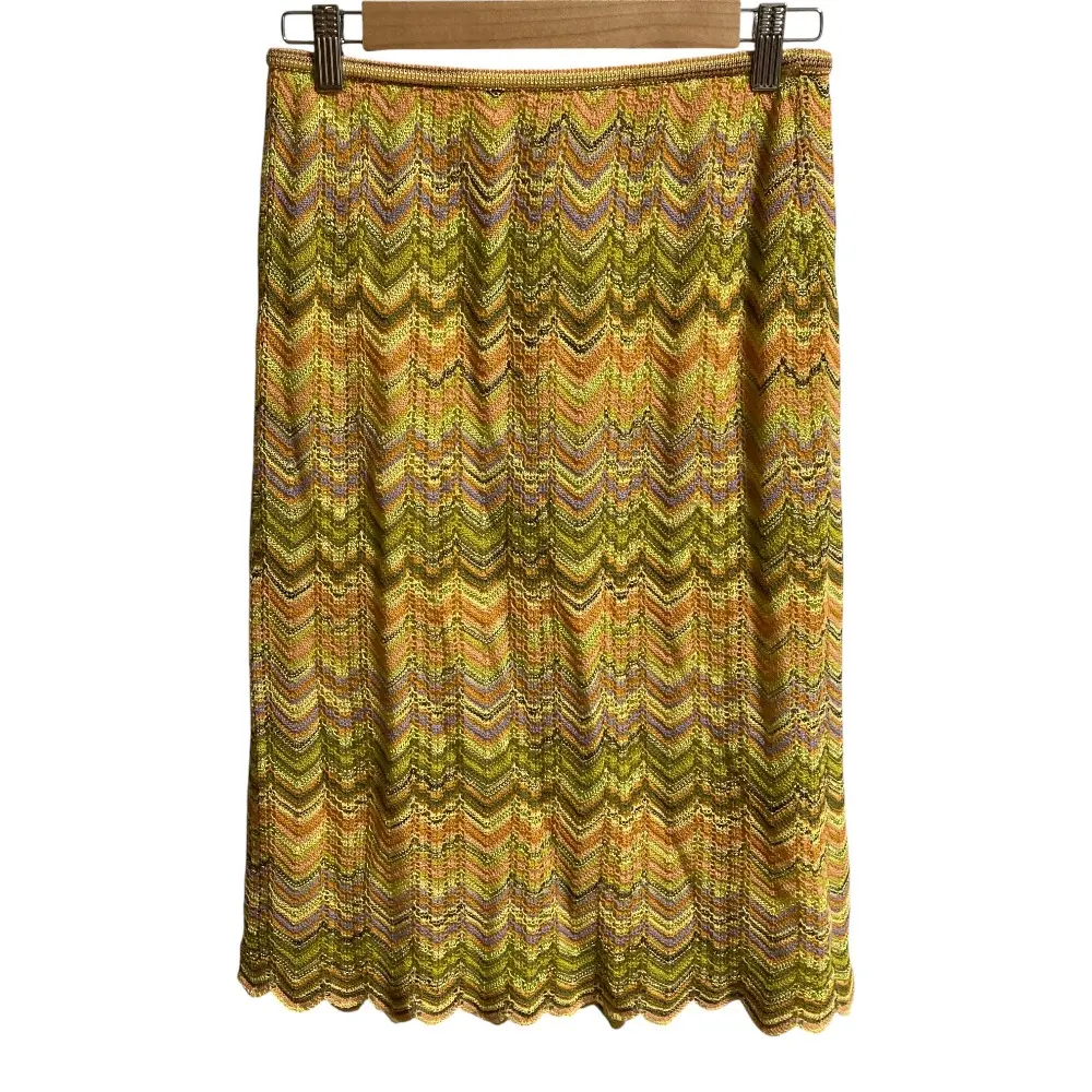 MISSONI ミッソーニ シェブロン リネン ニットスカート サイズ46 マルチカラー