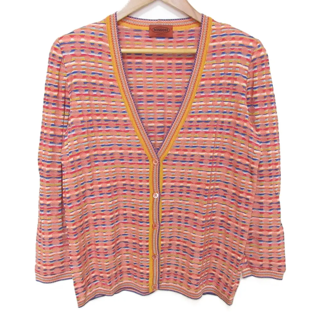 MISSONI ミッソーニ 総柄 Vネック ニット カーディガン サイズ46 ピンク