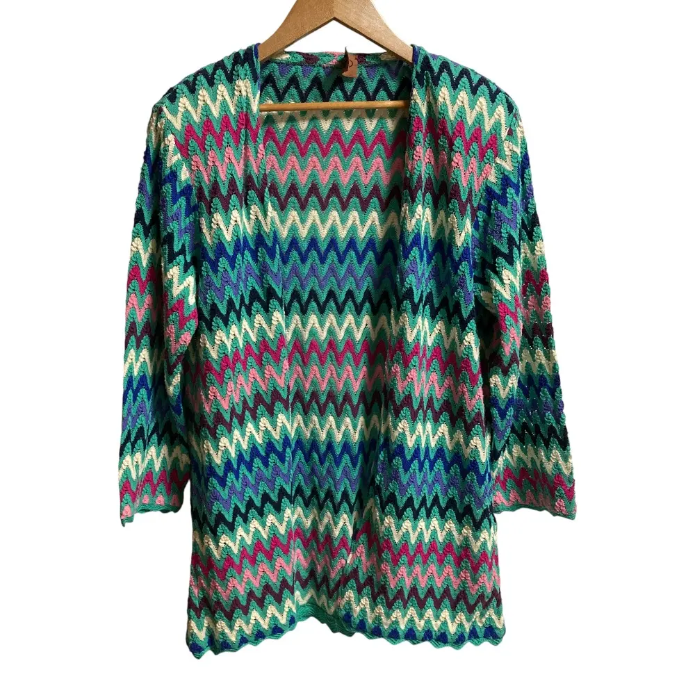 MISSONI ミッソーニ シェブロン ニット カーディガン サイズ44 グリーン マルチカラー