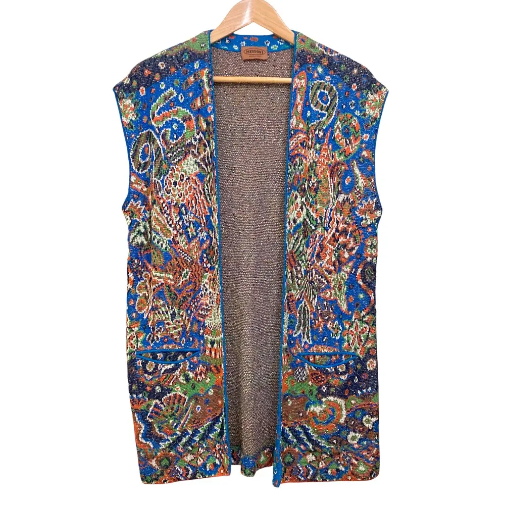 MISSONI ミッソーニ ジャカード ノースリーブ ジレ カーディガン サイズS ブルー
