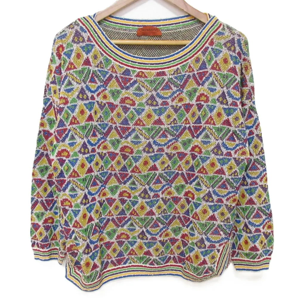 MISSONI ミッソーニ 総柄 コットンニット セーター サイズ44 マルチカラー