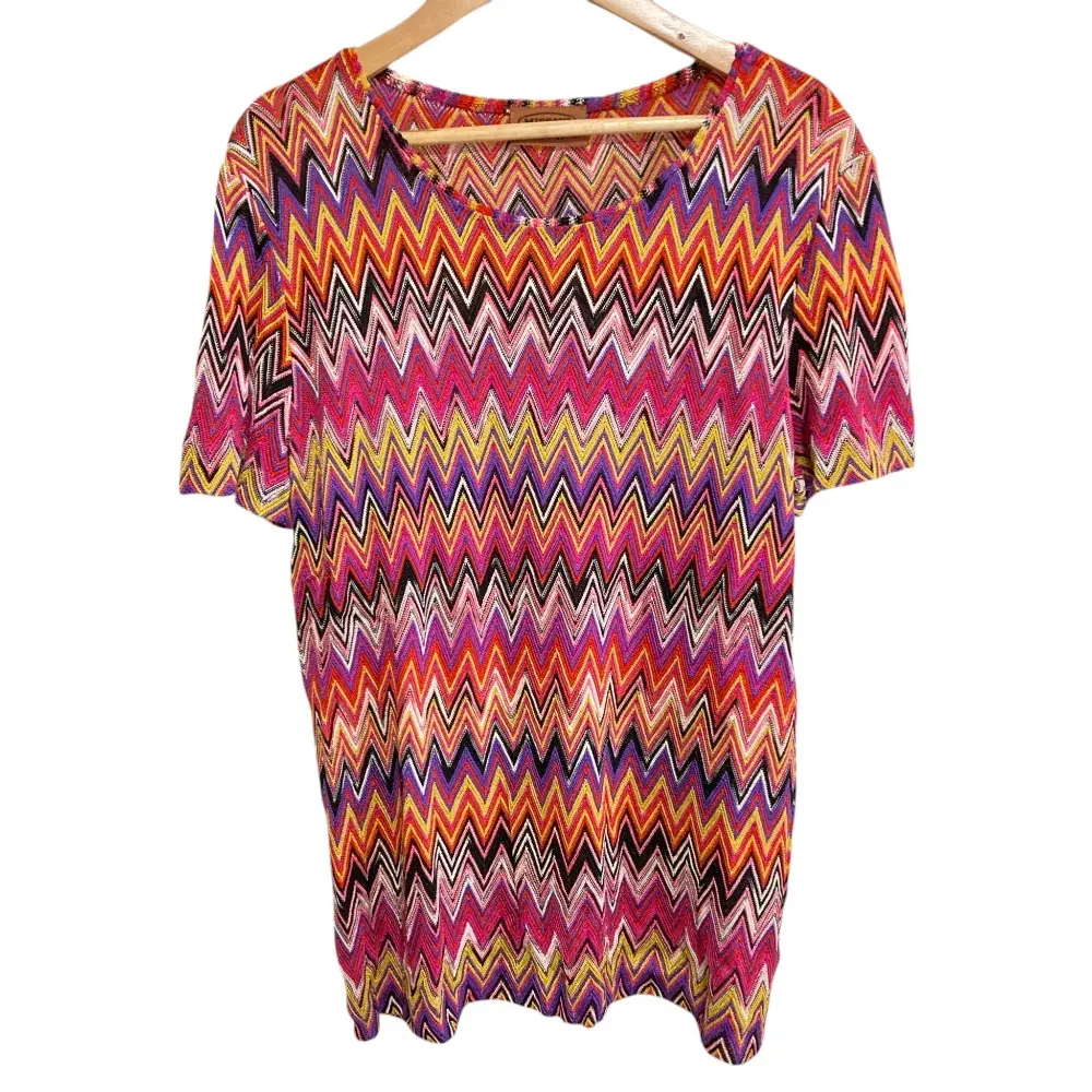 MISSONI ミッソーニ シェブロンボーダー ニット カットソー 61 パープル