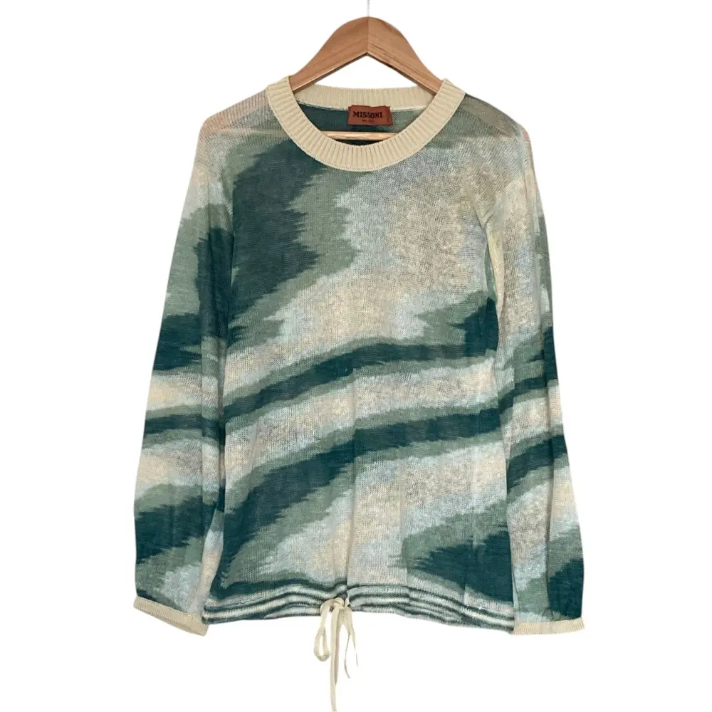 MISSONI ミッソーニ メッシュニットトップス カットソー セーター サイズ38 グリーン系