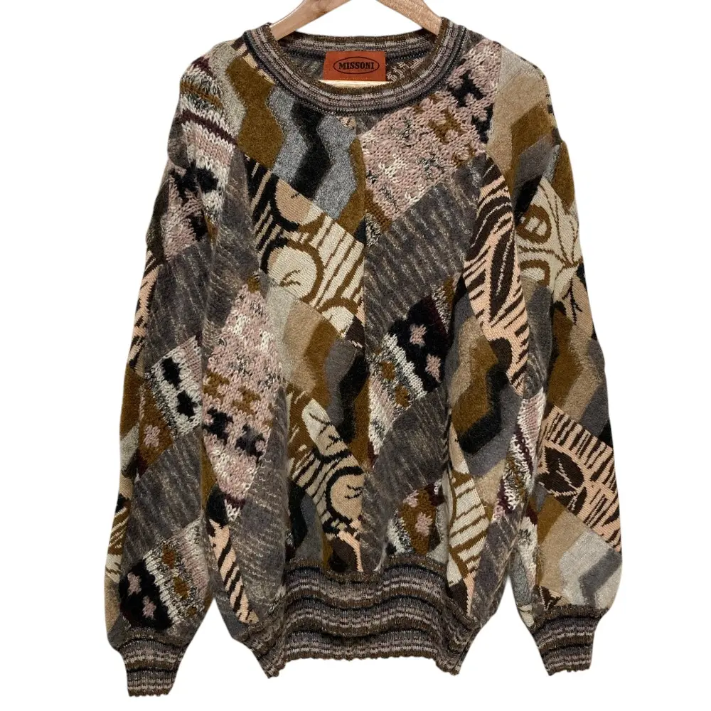 MISSONI ミッソーニ 2003 パッチワークニット セーター 506730 サイズ48 ブラウン グレー