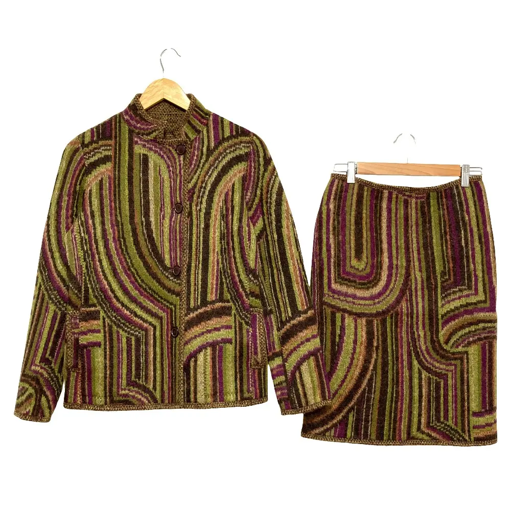 MISSONI ミッソーニ リバーシブルニットジャケット スカート セットアップ サイズ40 カーキ マルチカラー