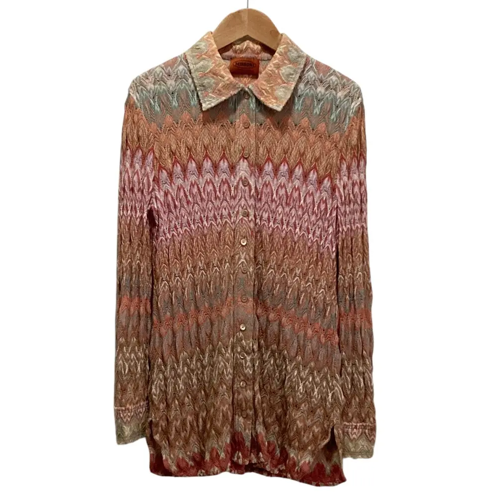 MISSONI ミッソーニ シェブロンボーダー ニットシャツ 42 マルチカラー