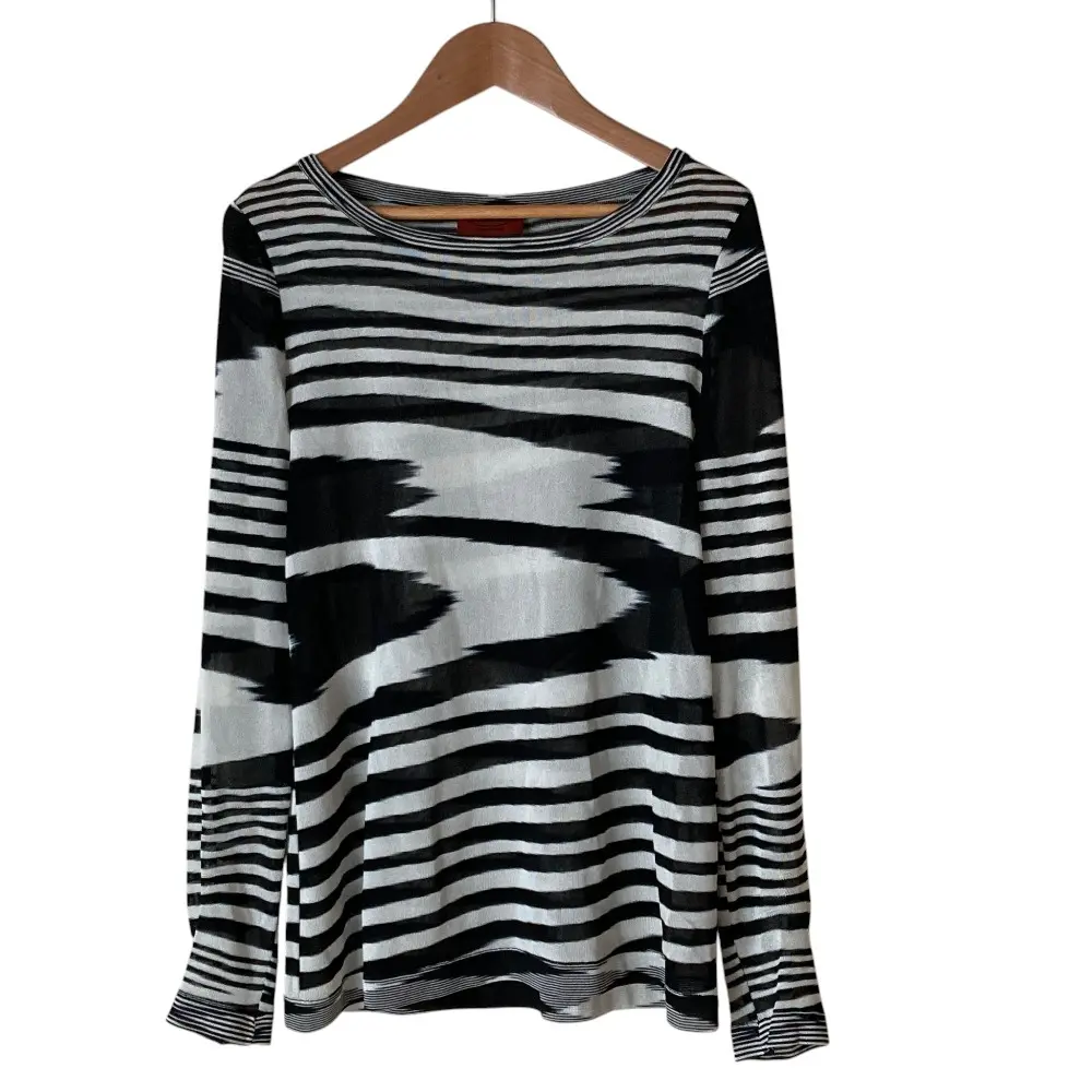 MISSONI ミッソーニ シアーニットカットソー サイズ42 ブラック ホワイト