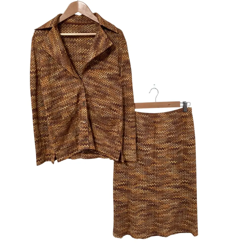 MISSONI ミッソーニ シェブロン ジャケット イージースカート セットアップ サイズ40 ブラウン