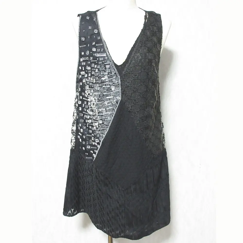 MISSONI ミッソーニ レイヤード ナイロン ストレッチ メッシュ ノースリーブ ミニワンピース 169240 サイズ40 ブラック