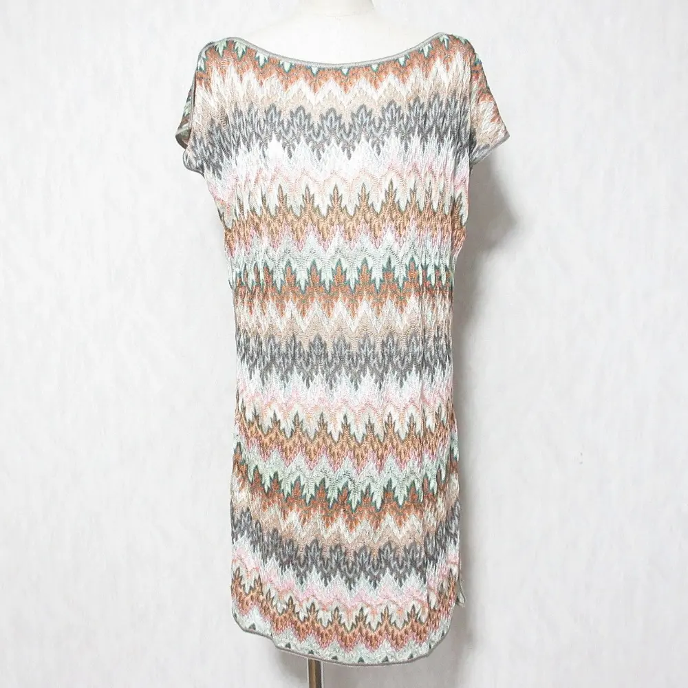 MISSONI MARE ミッソーニ マーレ フレンチスリーブ シェブロンワンピース 152013 S マルチカラー