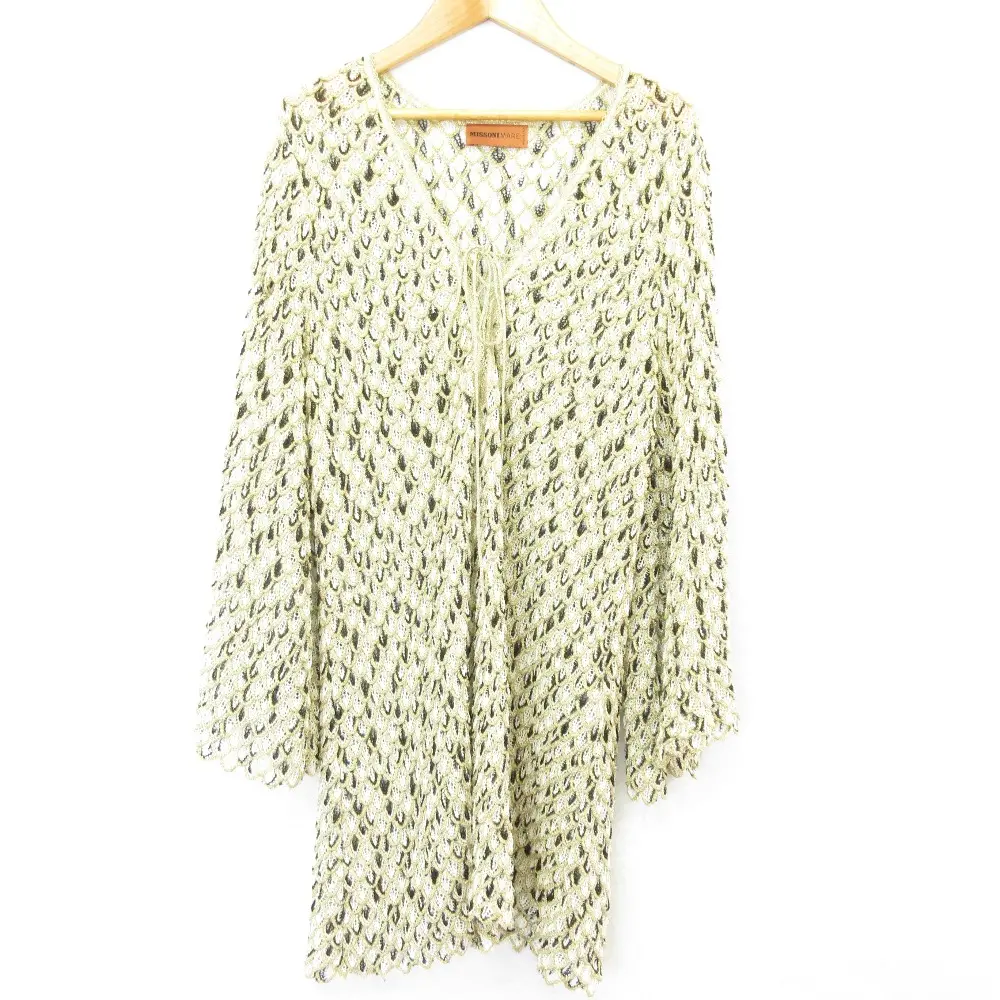 MISSONI MARE ミッソーニ マーレ 透かし編み ニットチュニック ヘアバンド付き 40 ゴールドカラー ブラック ホワイト