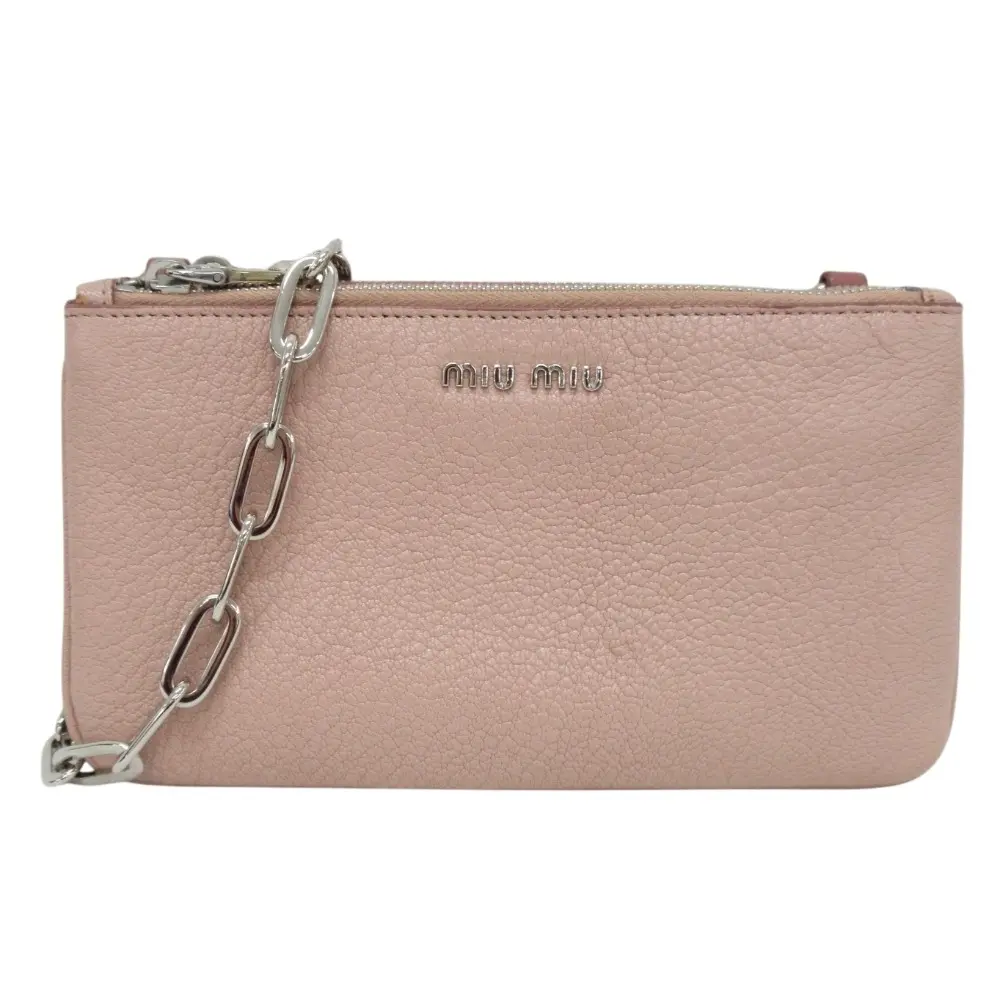 miu miu ミュウミュウ Madras Bicolore Shoulder Bag チェーン ショルダーバッグ 5BH040 ピンク