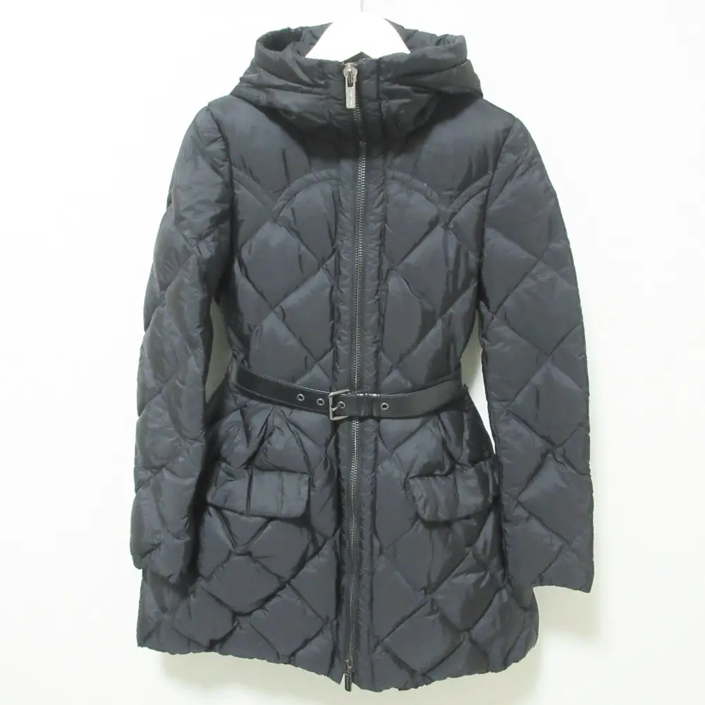 MIUMIU ミュウミュウ ナイロン ベルテッド ダウンジャケット フーデッドコート 36 ブラック