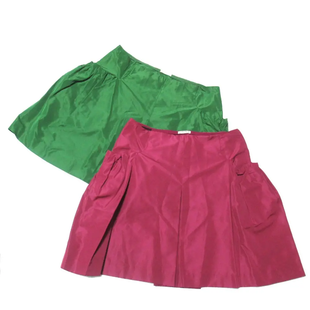 miumiu ミュウミュウ フロントタック ミニスカート 2点セット 38 40 グリーン ピンク