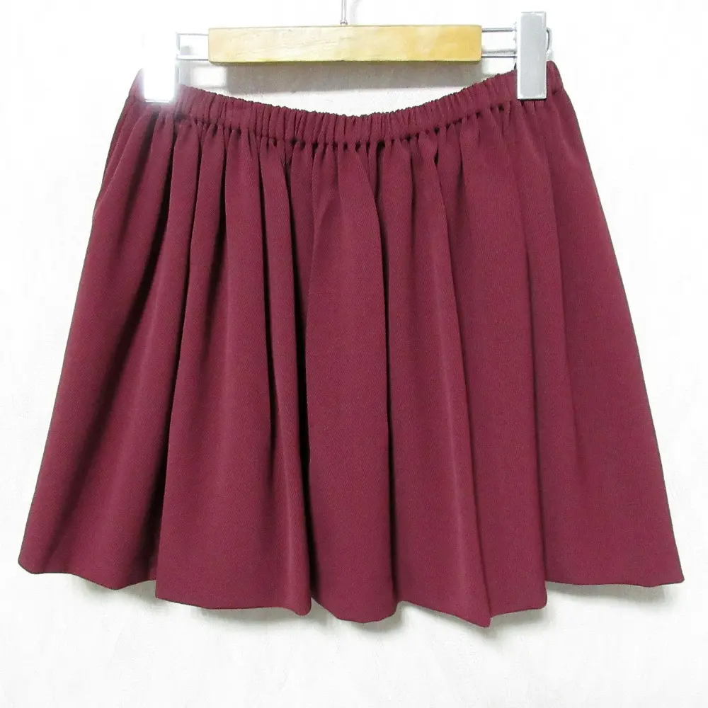 miumiu ミュウミュウ ウール イージー ギャザーフレア ミニスカート 40 ボルドー