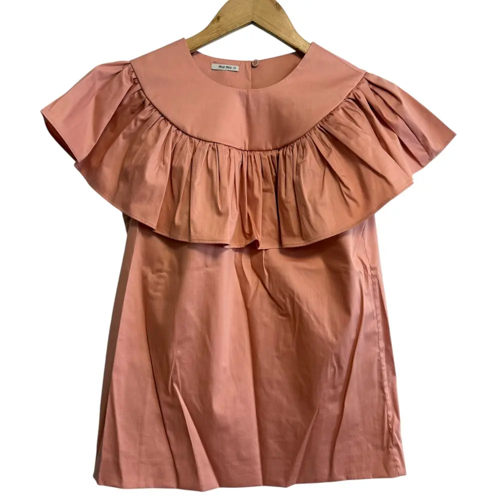 クリーニング済み miumiu ミュウミュウ ノースリーブ ブラウス 38 ピンク