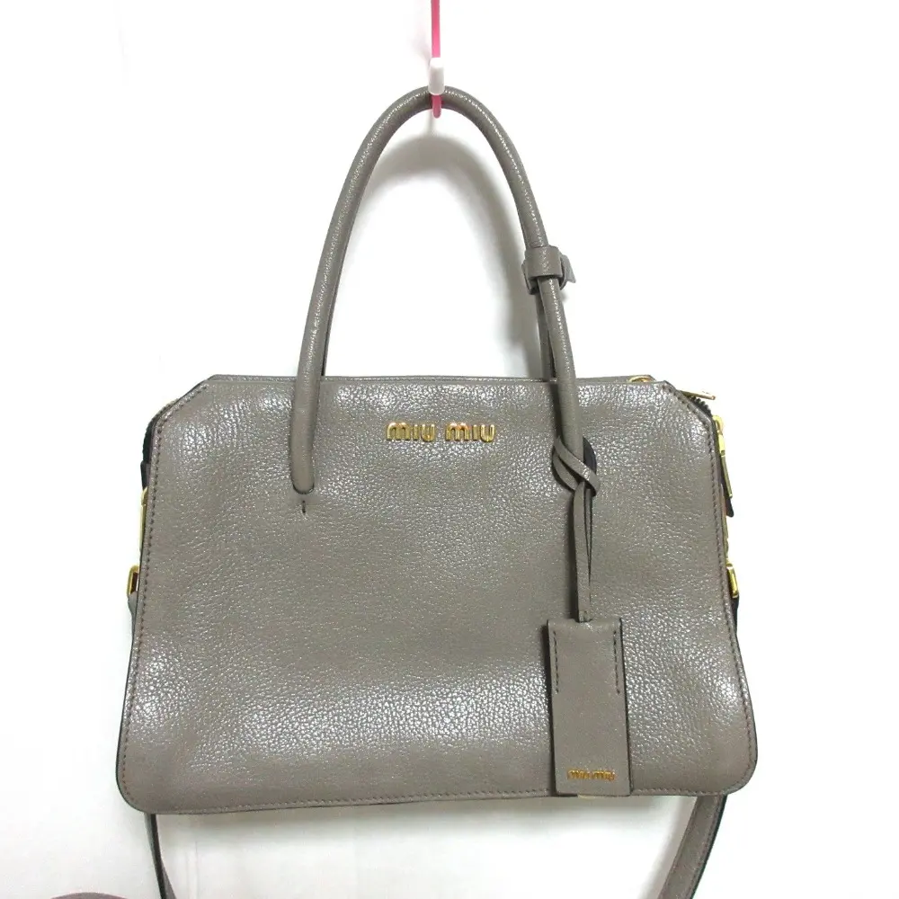 miu miu ミュウミュウ マドラス レザー 2WAY ハンドバッグ ショルダーバッグ グレー