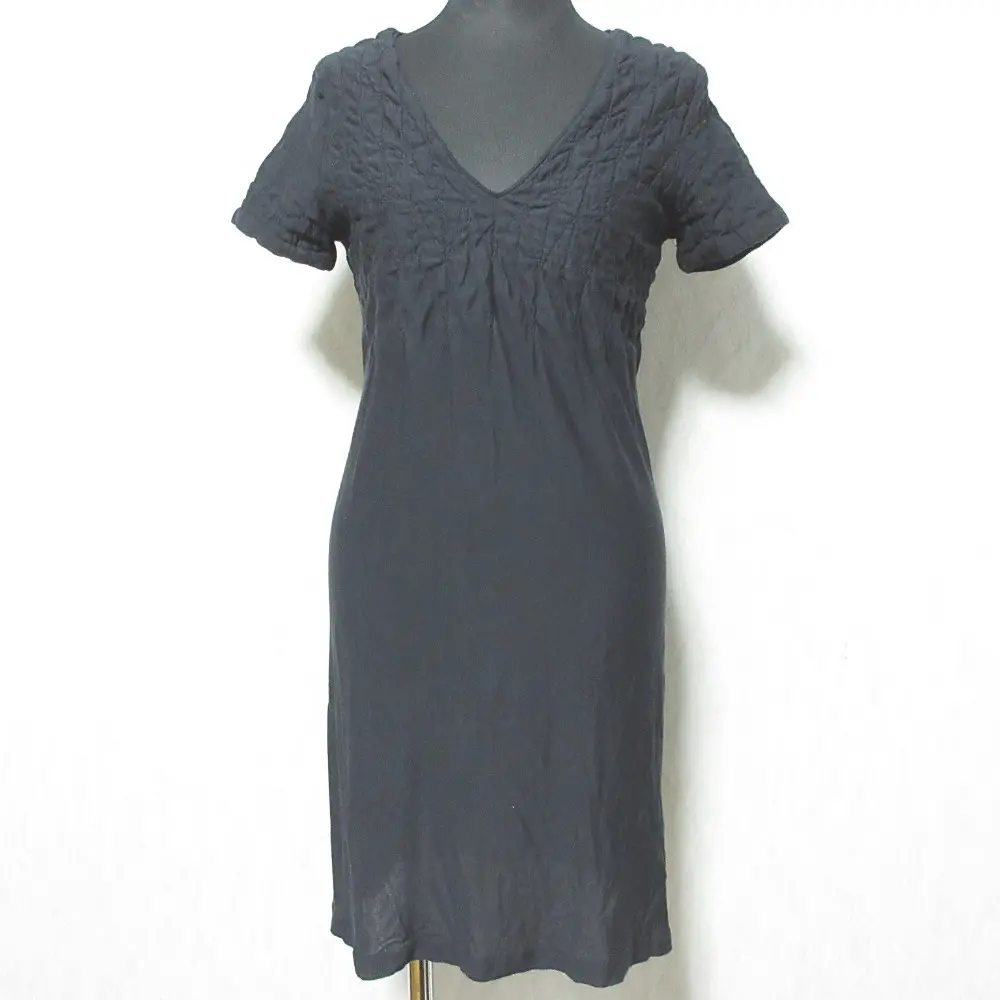 miumiu ミュウミュウ ストレッチ ショートスリーブ 半袖 Vネック チュニック ミニワンピース S チャコールグレー