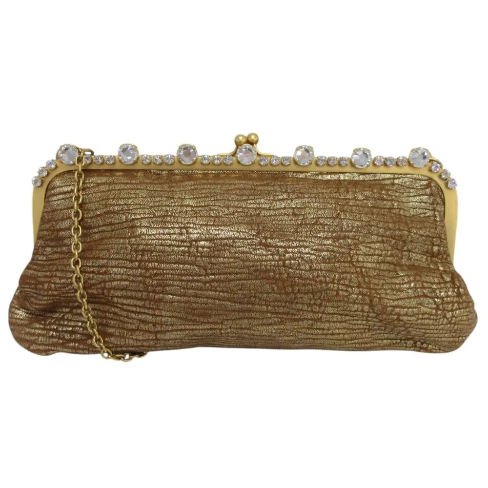 miu miu ミュウミュウ ビジュー がま口 アクセサリーポーチ ショルダーバッグ ゴールドカラー