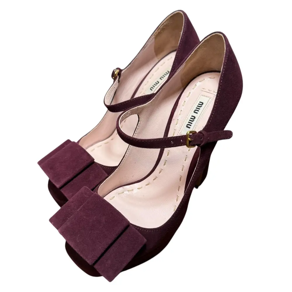 miumiu ミュウミュウ スエード ストラップ ハイヒール パンプス 35 22cm相当 パープル