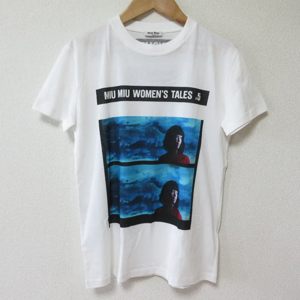 miumiu ミュウミュウ Women's Tales The Door プリント 半袖 Tシャツ XS ホワイト