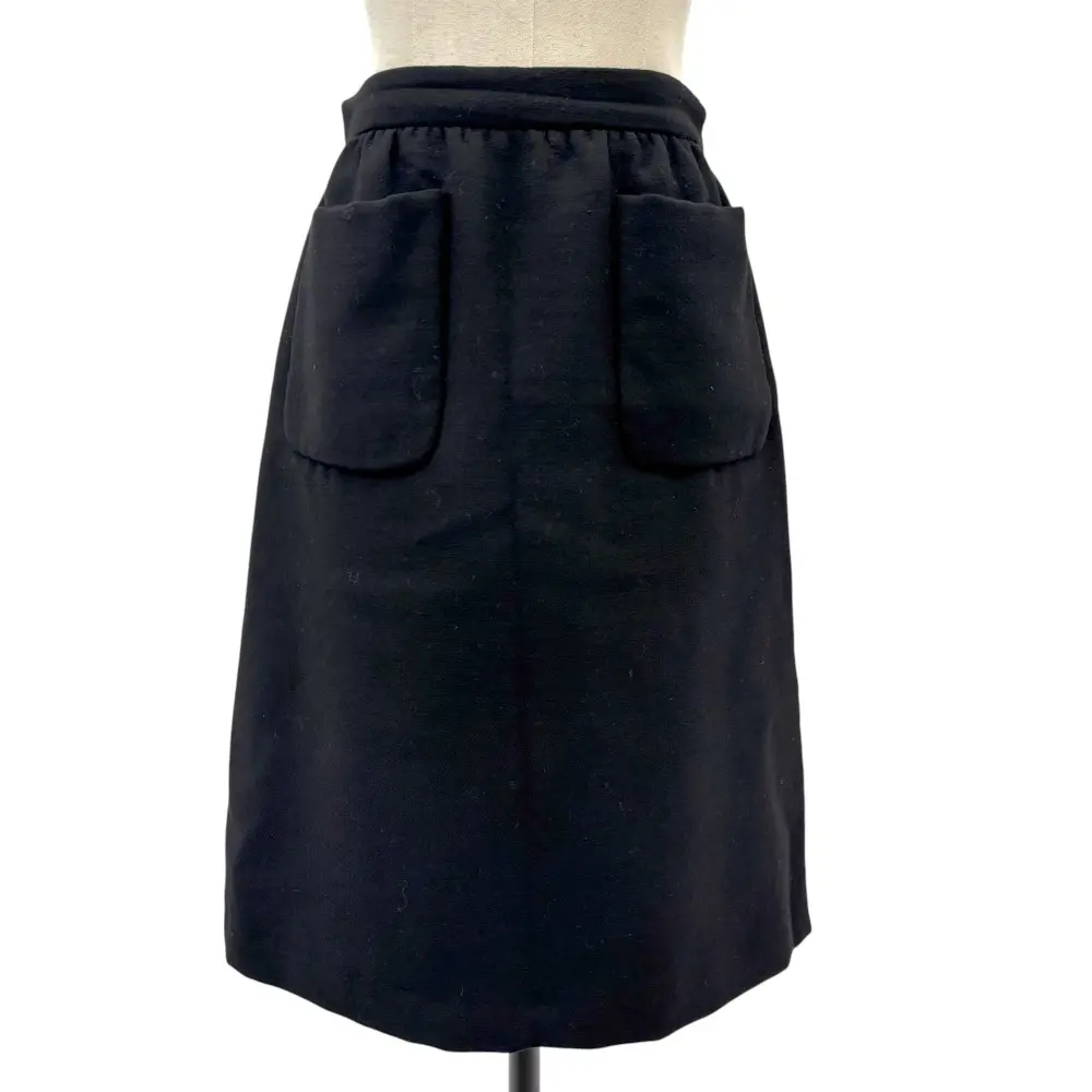 Miu Miu ミュウミュウ 膝丈 ウール ポケットスカート サイズ38 ブラック
