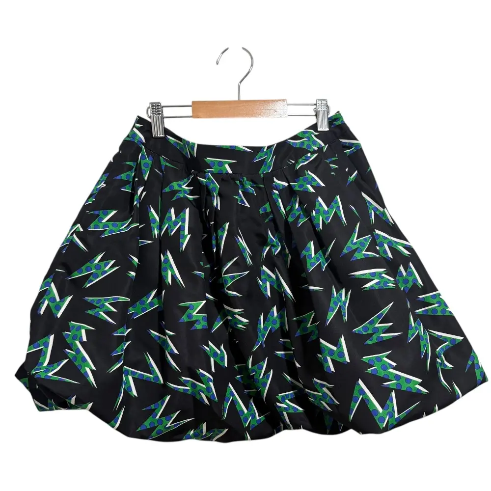 miumiu ミュウミュウ 総柄 シルク100％ バルーンミニスカート 40 ブラック