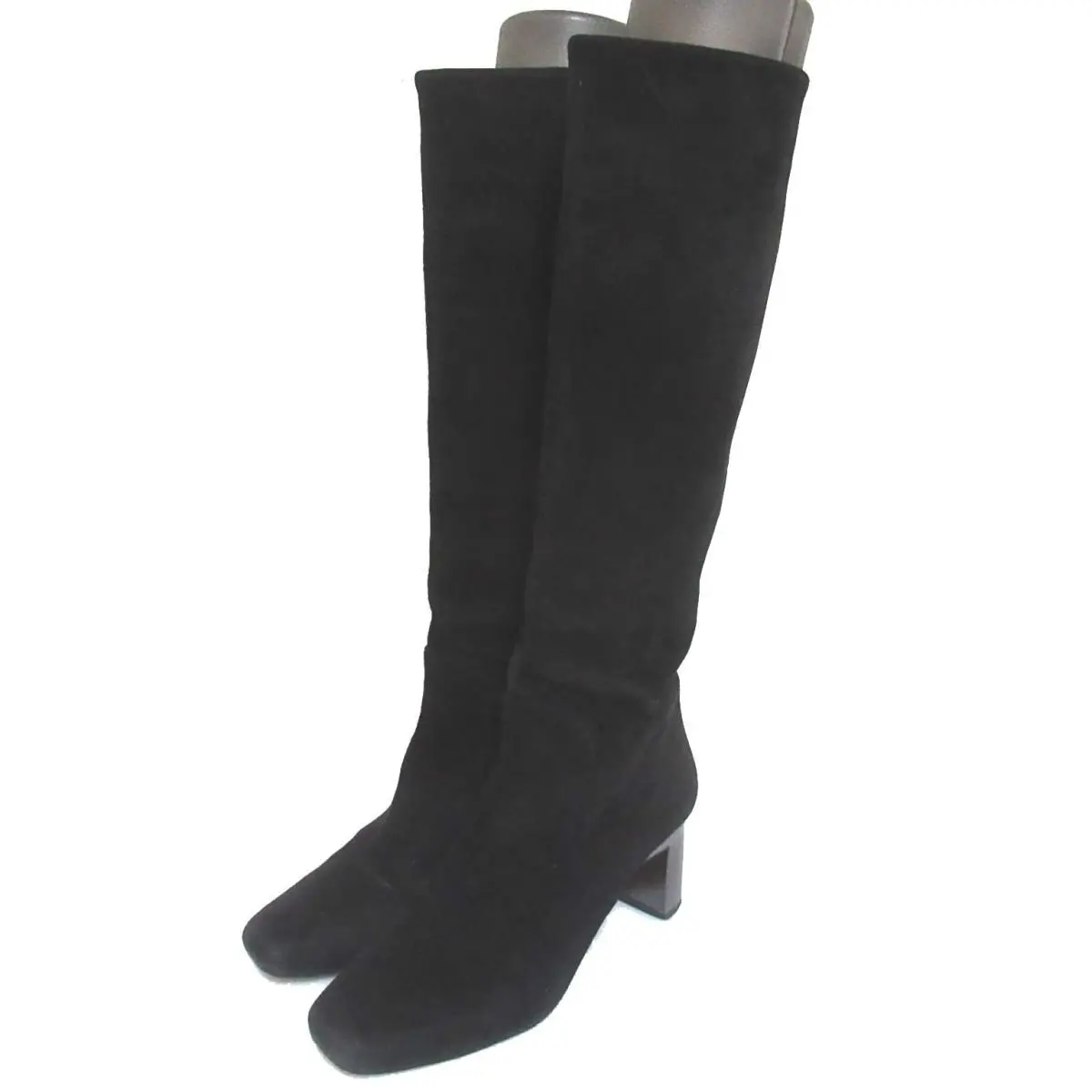 miumiu ミュウミュウ スエード レザー クリスタルヒール ロングブーツ 34サイズ 21cm相当 ブラック