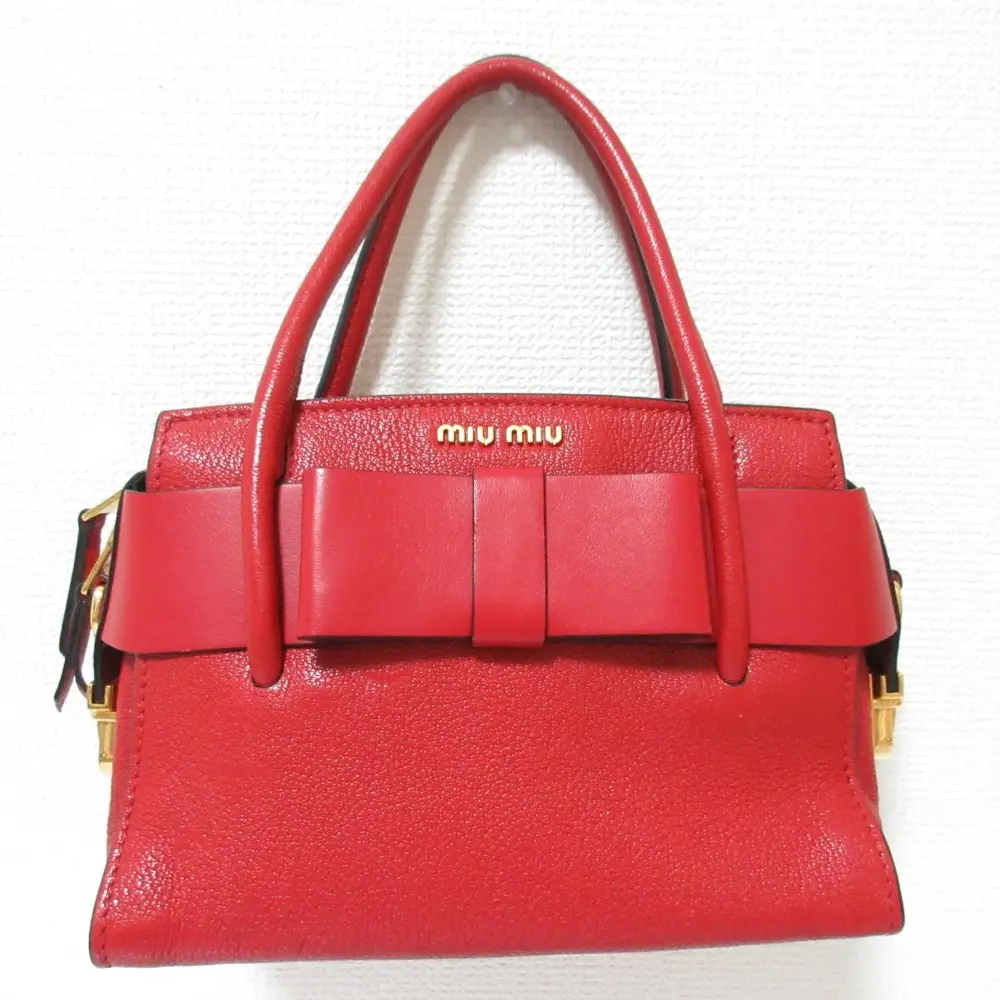 miumiu ミュウミュウ マドラスフィオッコ レザー 2way ハンドバッグ ショルダーバッグ レッド