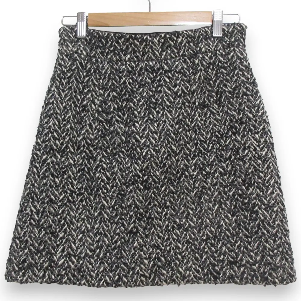 MIUMIU ミュウミュウ ウール アルパカブレンド ヘリンボーン ツイード ミニスカート サイズ38 ブラック×ホワイト