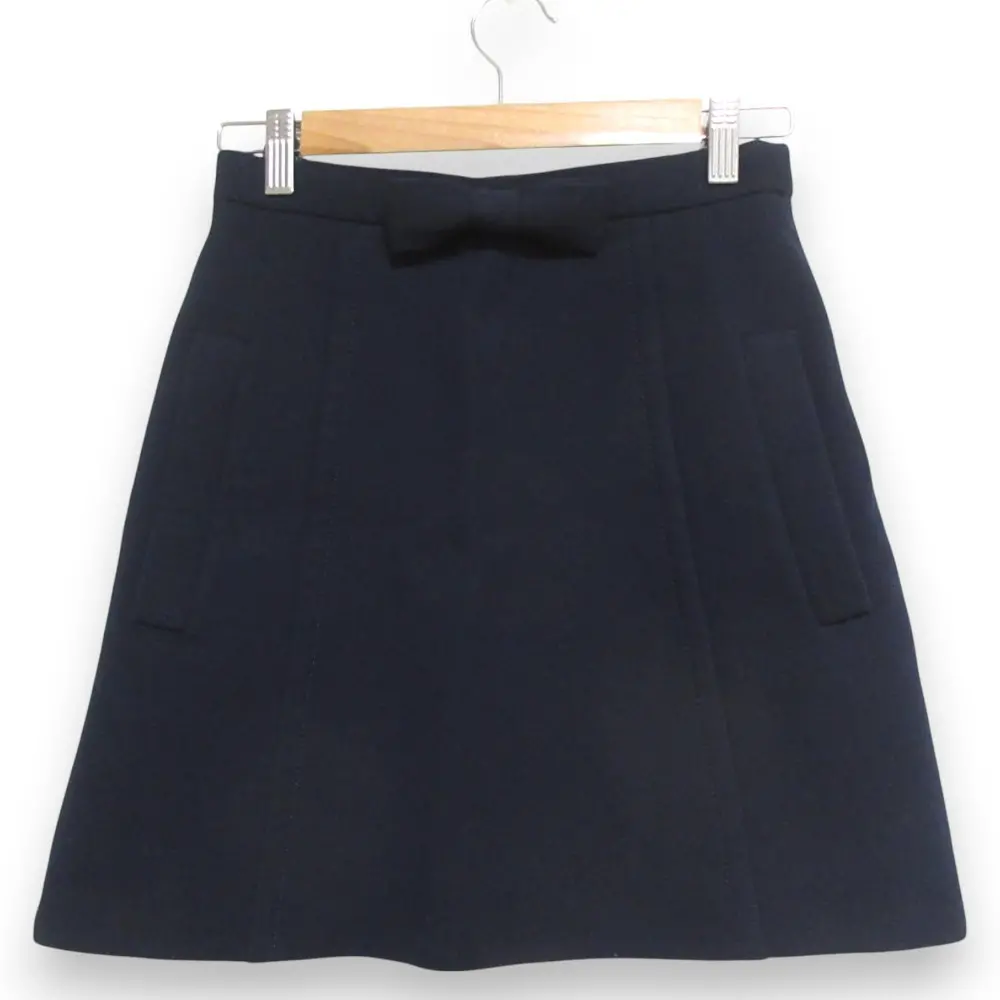 MIUMIU ミュウミュウ ウール100％ リボン装飾 ミニスカート サイズ38 ネイビー