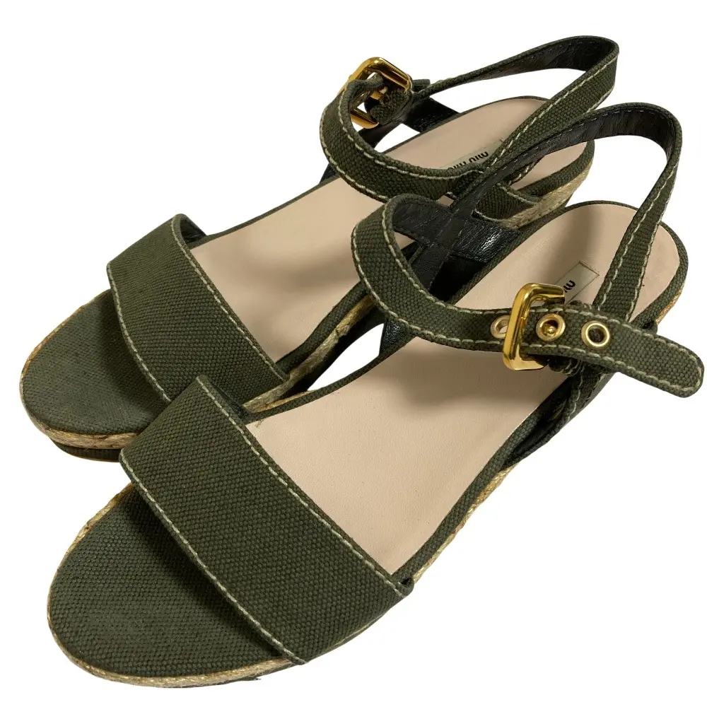 MIUMIU ミュウミュウ ストラップサンダル サイズ37 23.5cm相当 カーキ