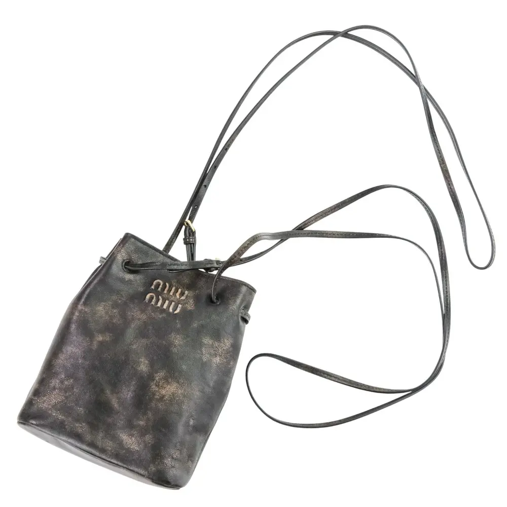 MIU MIU ミュウミュウ ナッパレザー ミニポシェット ショルダーバッグ 5NF460 ブラック ブロンズ