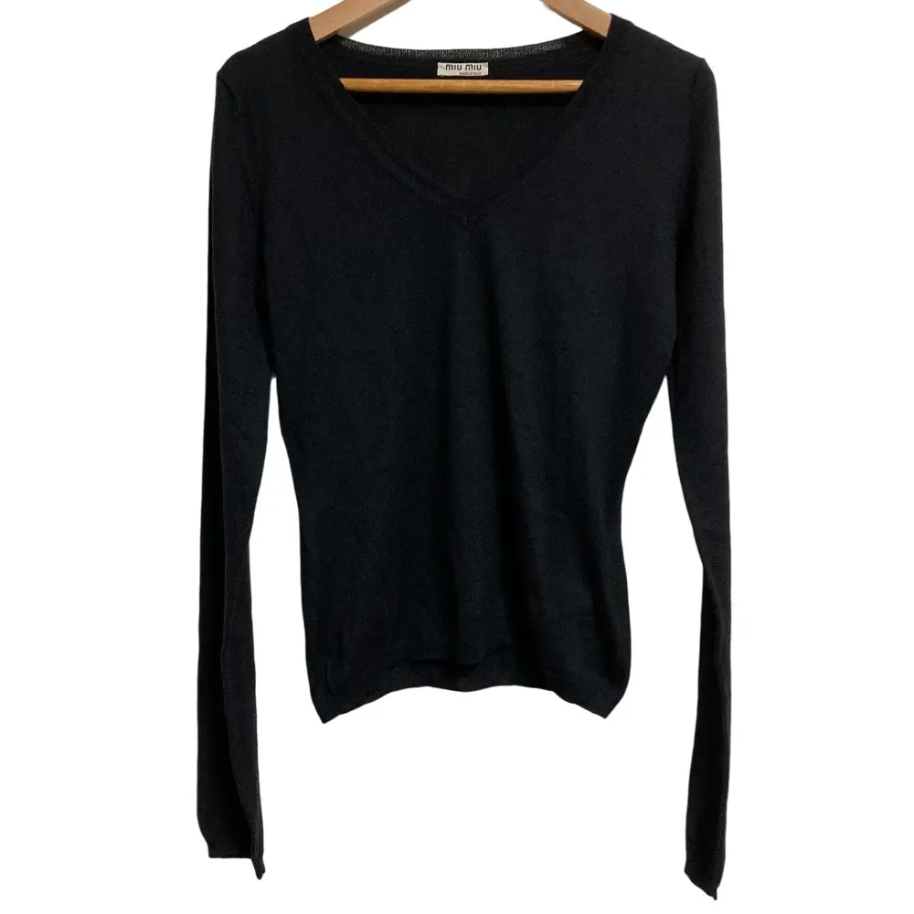 miumiu ミュウミュウ カシミヤシルク Vネック ニット カットソー セーター サイズ38 ブラック