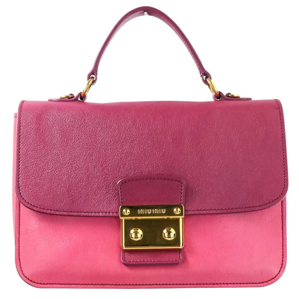 miu miu ミュウミュウ 2WAY バイカラー マドラスバッグ 2wayショルダーバッグ パープル ピンク