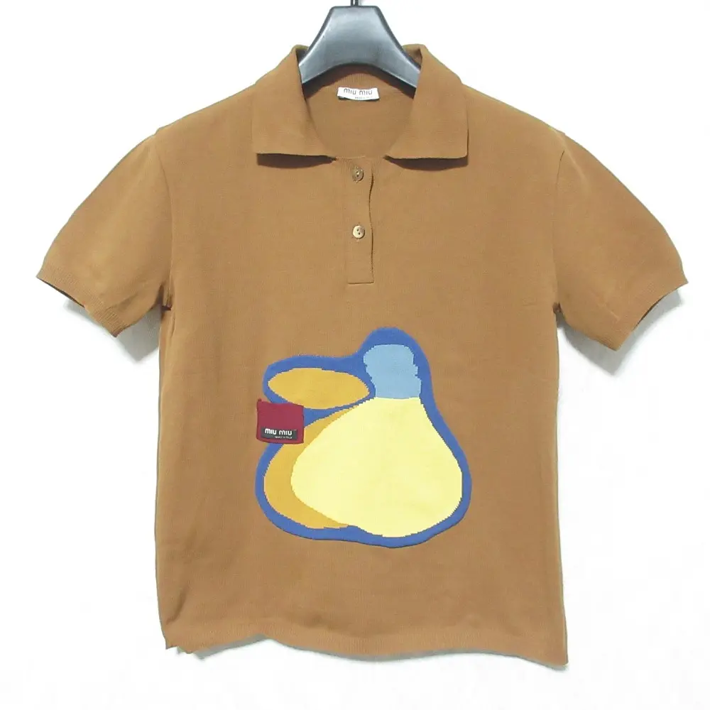 miumiu ミュウミュウ ニット ポロシャツ サイズ38 キャメルブラウン