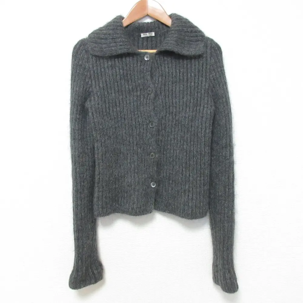 miu miu ミュウミュウ ヴィンテージ モヘア ニット カーディガン サイズ38 グレー