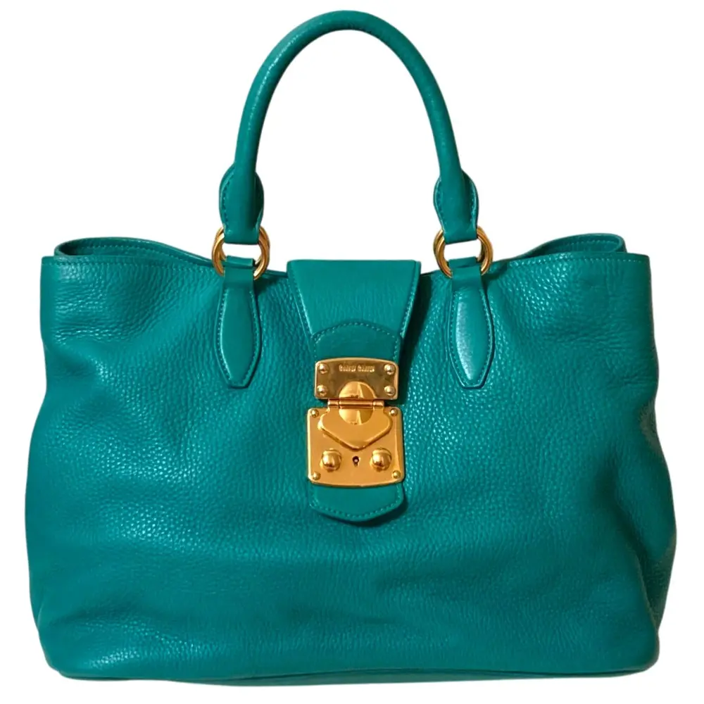 miu miu ミュウミュウ レザー 2WAY ハンドバッグ ショルダーバッグ ターコイズブルー