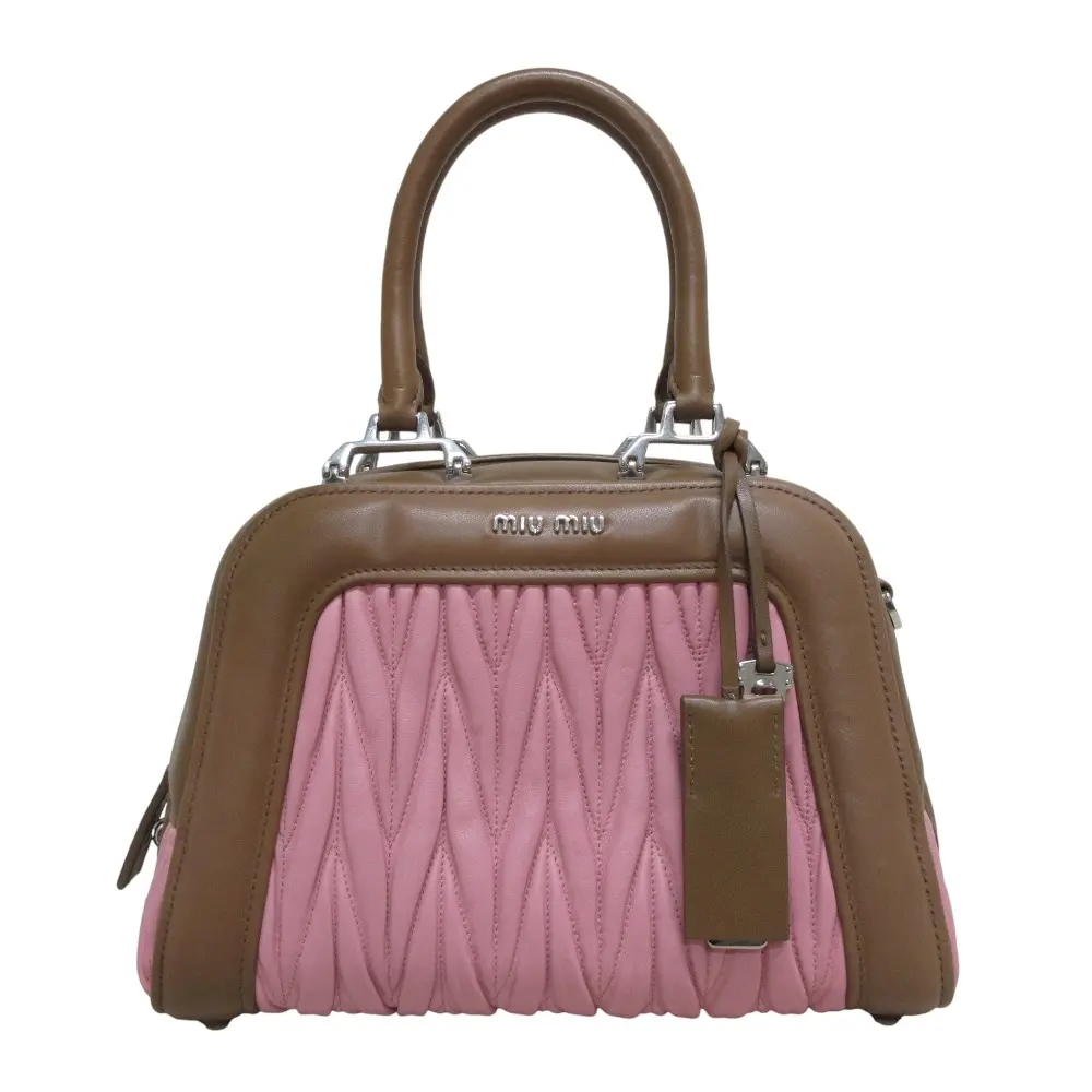 miu miu ミュウミュウ マテラッセ 2way サッチェルバッグ ショルダーバッグ RL107C ピンク ブラウン