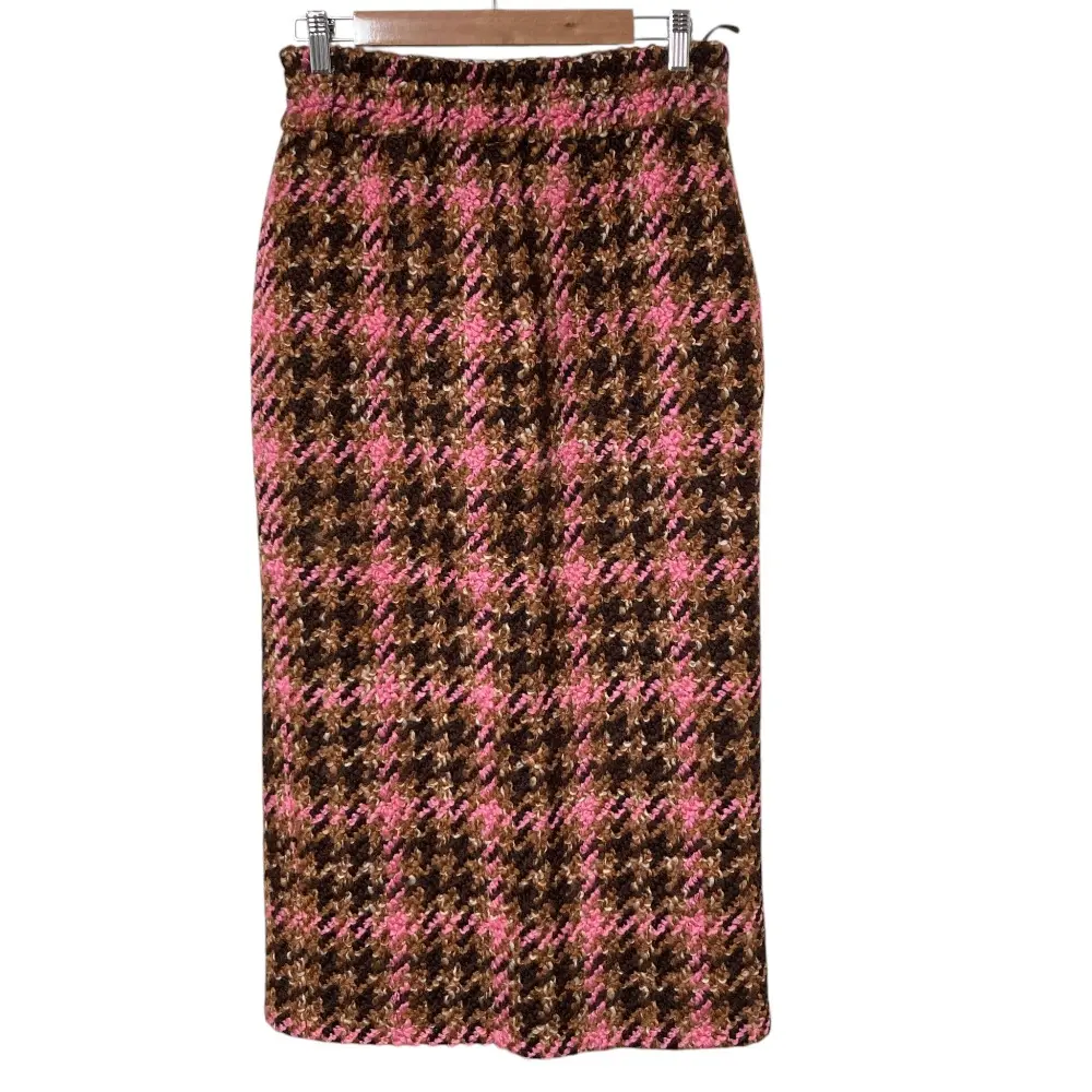 miu miu ミュウミュウ バージンウール チェックツイード ロングスカート サイズ40 ピンク ブラウン