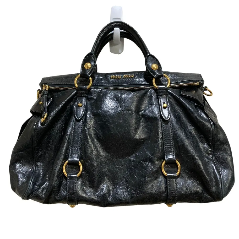miu miu ミュウミュウ ヴィッテロ ラックス サイドリボン ハンドバッグ 2way ショルダーバッグ RT0365 ブラック