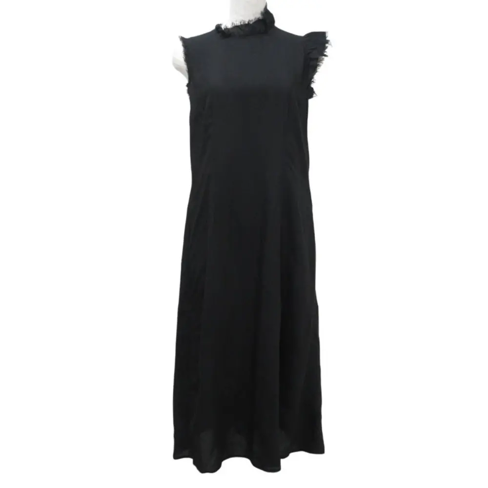 MM6 Maison Margiela エムエムシックス メゾンマルジェラ アシンメトリー フリンジ ノースリーブ ロングワンピース 38 ブラック