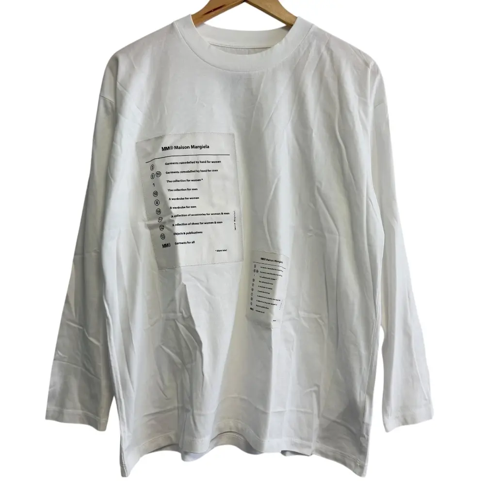クリーニング済み 22AW MM6 エムエムシックス 長袖 ロゴパッチ ロングスリーブ Tシャツ カットソー オーバーサイズ XS ホワイト
