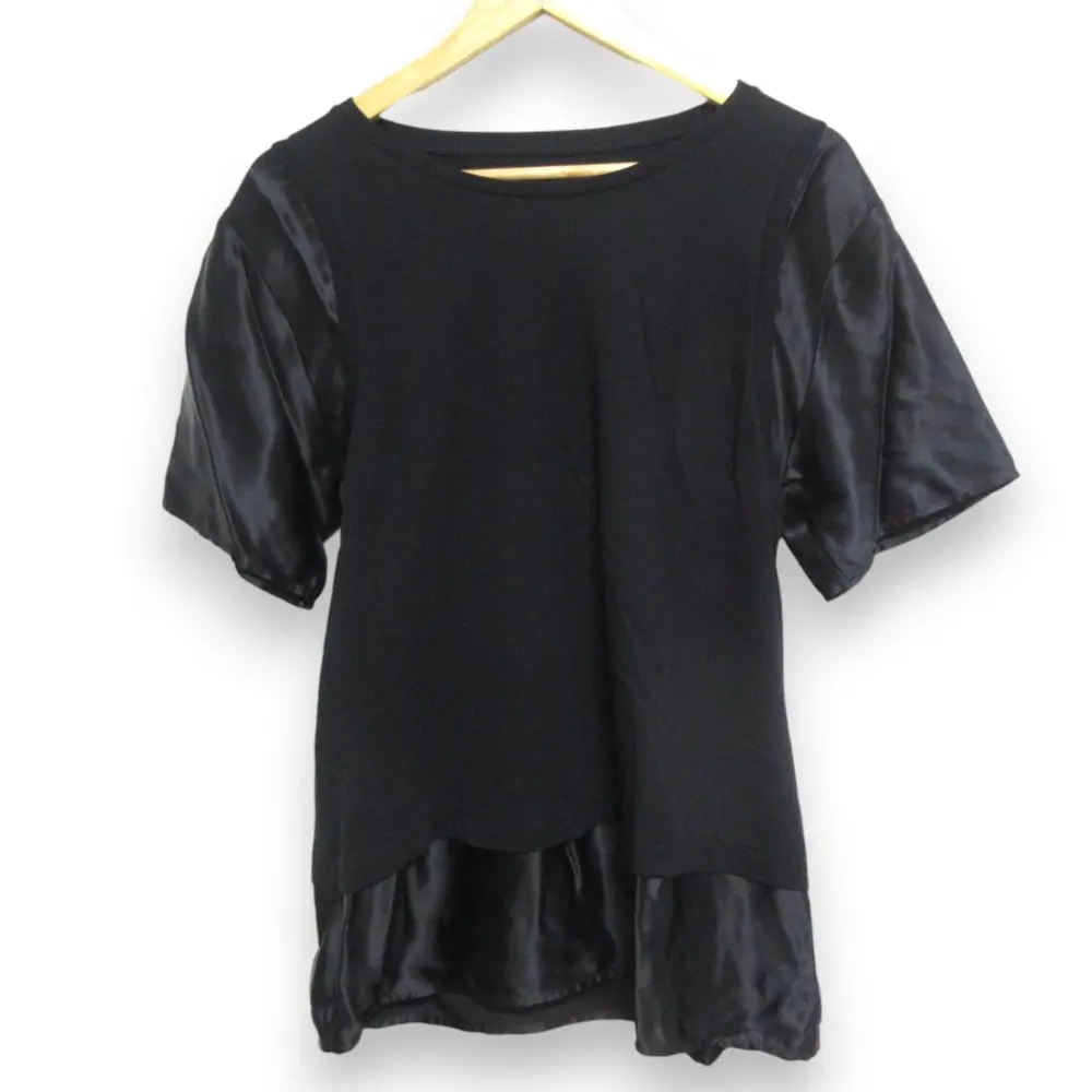 21SS MM6 Maison Margiela エムエムシックス メゾンマルジェラ 異素材ドッキング 半袖 Tシャツ カットソー Sサイズ ブラック